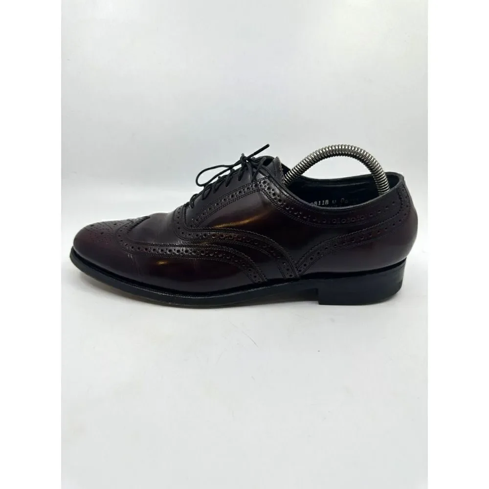 Florsheim Wingtip Oxford Mens 10 D Burgundy‎ Good Leather Brogue Made in USA